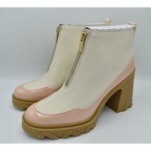 Sorel Womens Size 9.5 Brex Chalk Peach Platform Heeled Waterproof Chelsea Boots